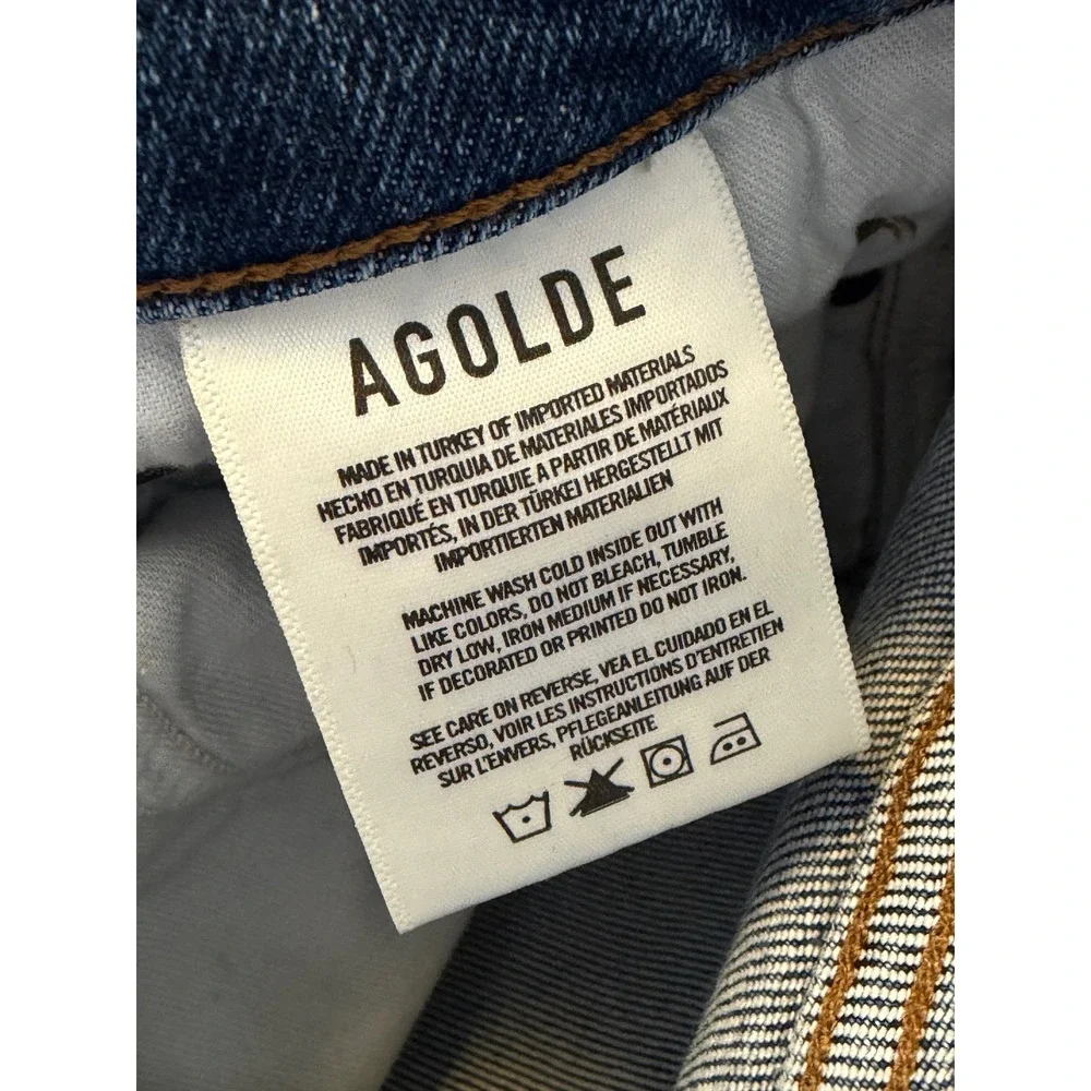 AGOLDE Nico High Rise Slim Fit Distressed Jeans Blue Size 31